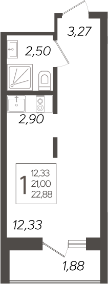 Планировка 21 м²