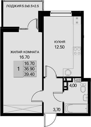 1-комн. · 36.9 м²