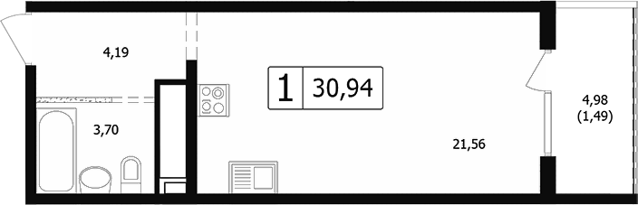 Планировка 27.91 м²