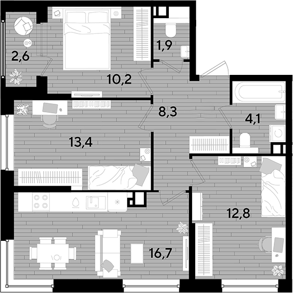 Продается 3-комн. квартира, 67.4 м²