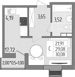 Планировка 29.08 м²