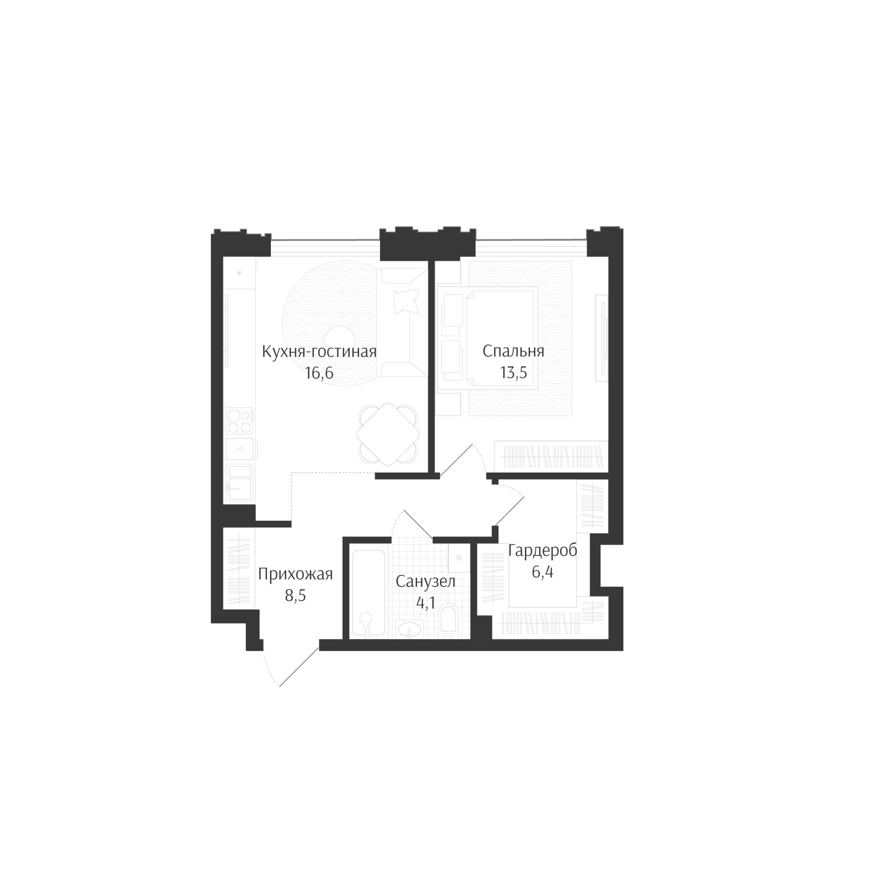 Планировка 49.1 м²