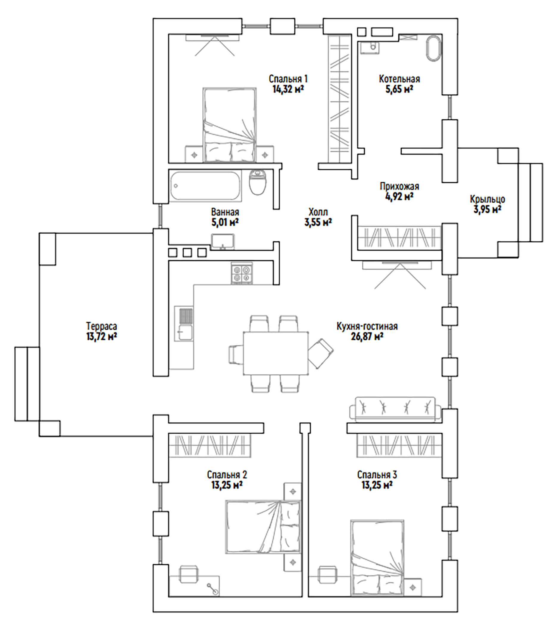 Планировка 90.78 м²