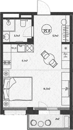Продается 1-комн. квартира, 32.8 м²