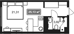 Планировка 25.13 м²