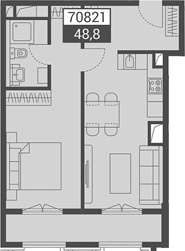 Планировка 48.8 м²