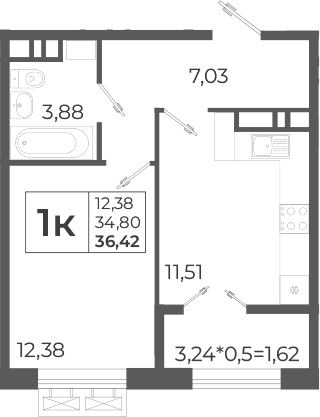 Планировка 37.1 м²