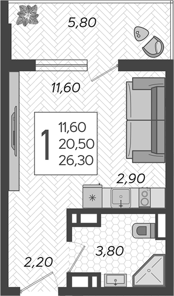 Планировка 20.5 м²