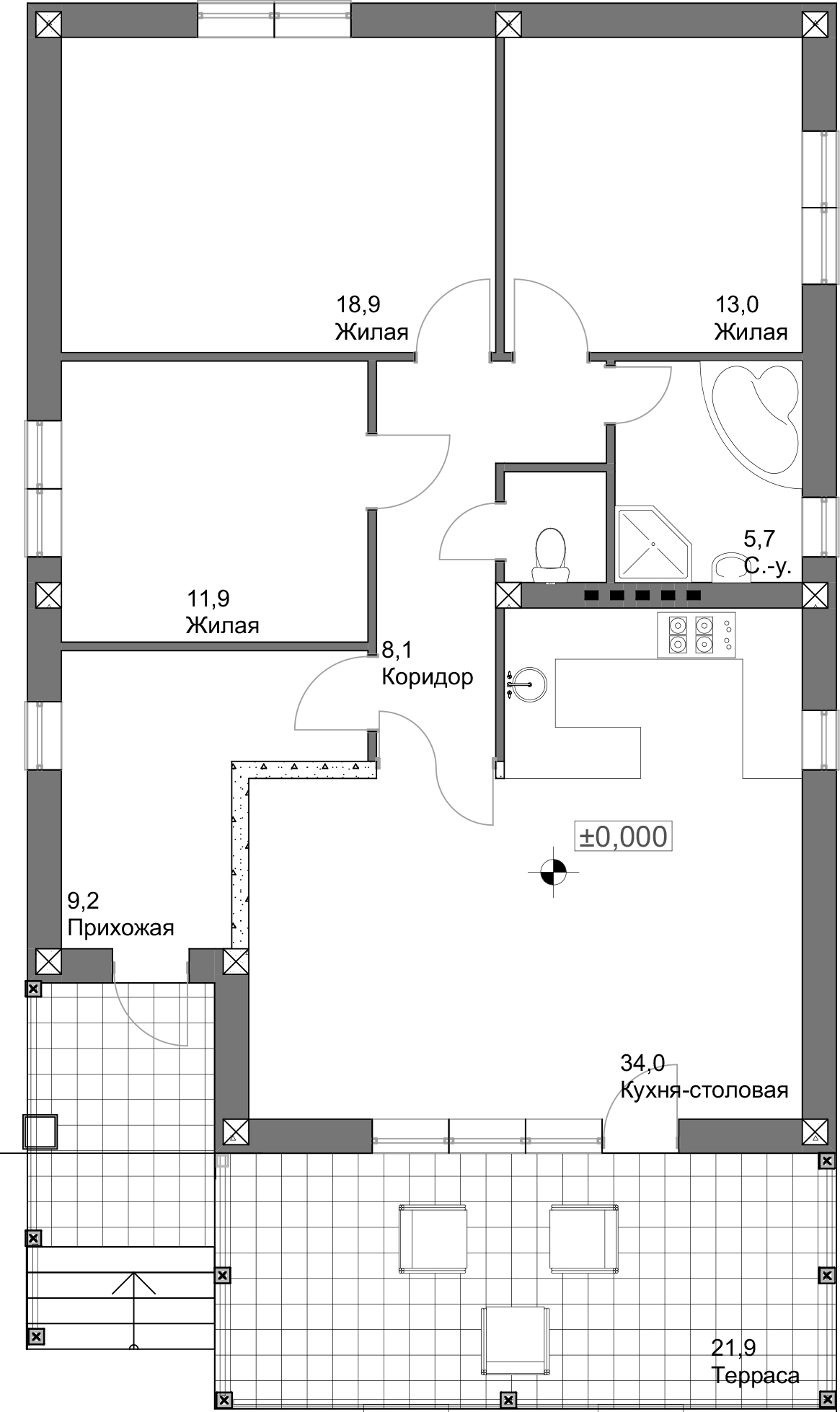 Планировка 94.23 м²
