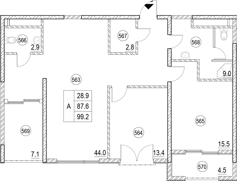Планировка 94.7 м²