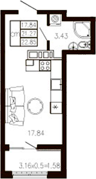 Планировка 21.32 м²