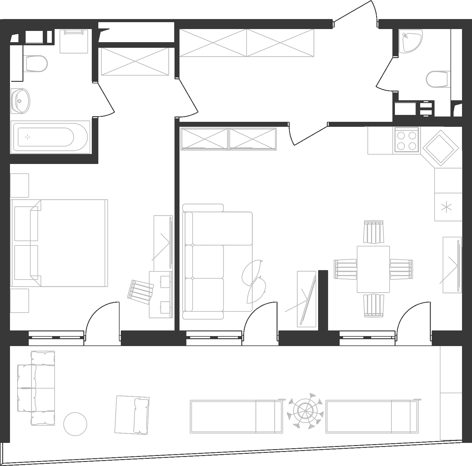 Планировка 59.59 м²