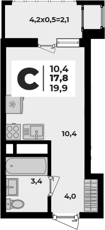 Студия · 17.8 м²