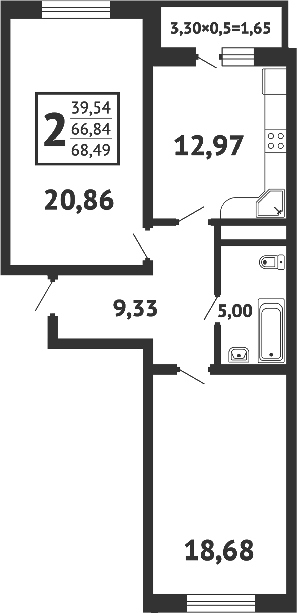 Планировка 66.2 м²