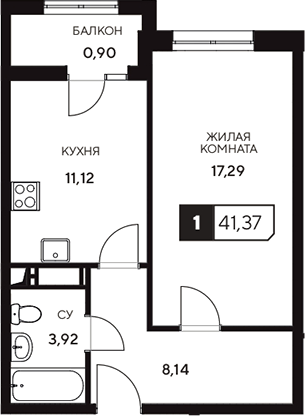 Продается 1-комн. квартира, 40.47 м²
