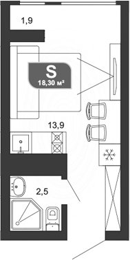 Планировка 15.5 м²
