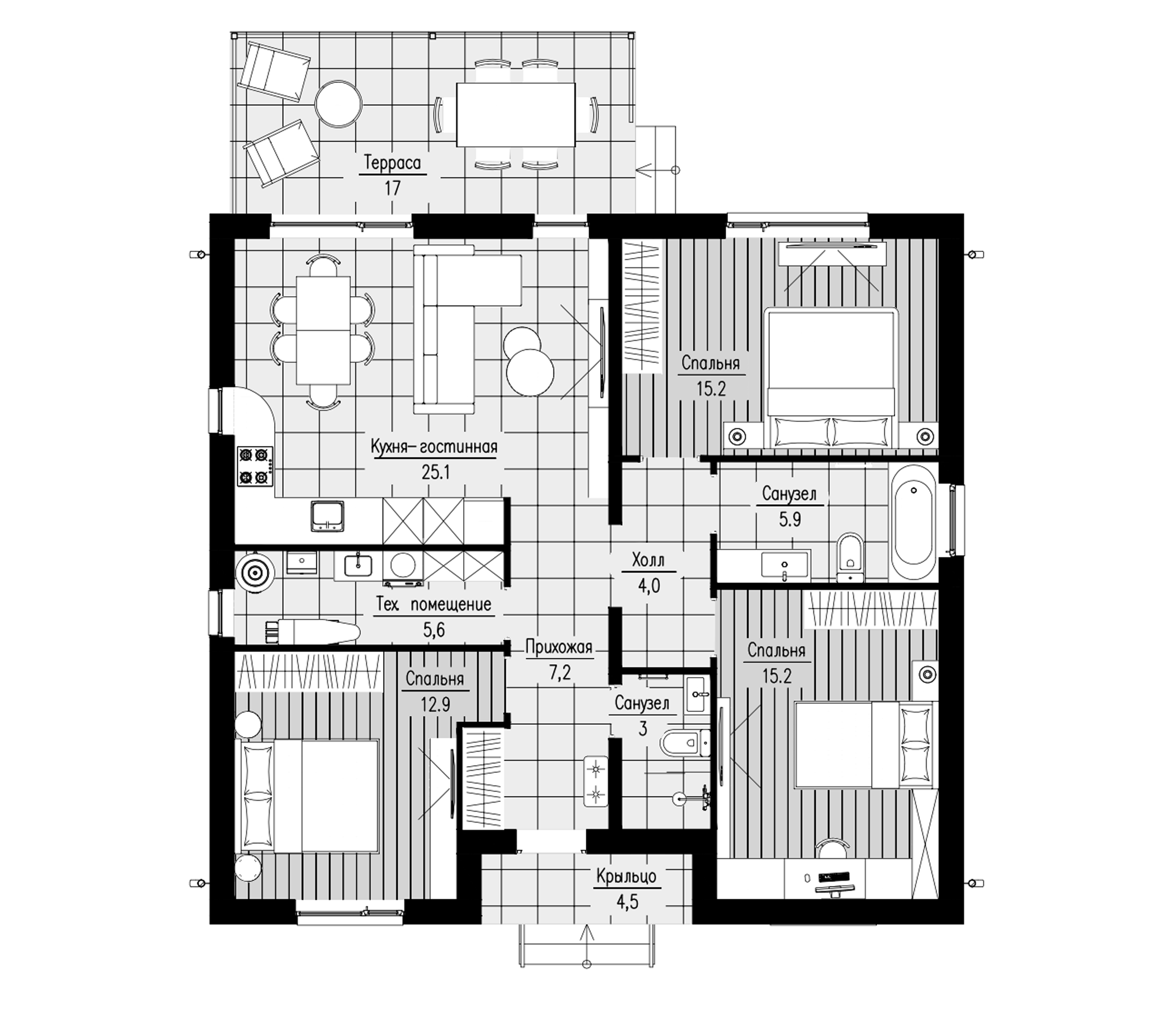 Планировка 114.5 м²