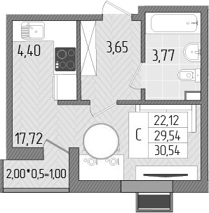 Планировка 29.54 м²