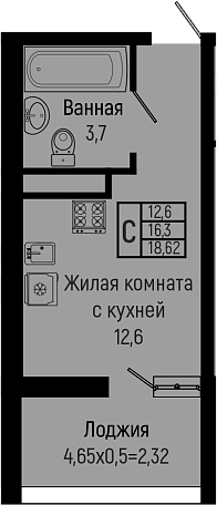 Планировка 16.3 м²