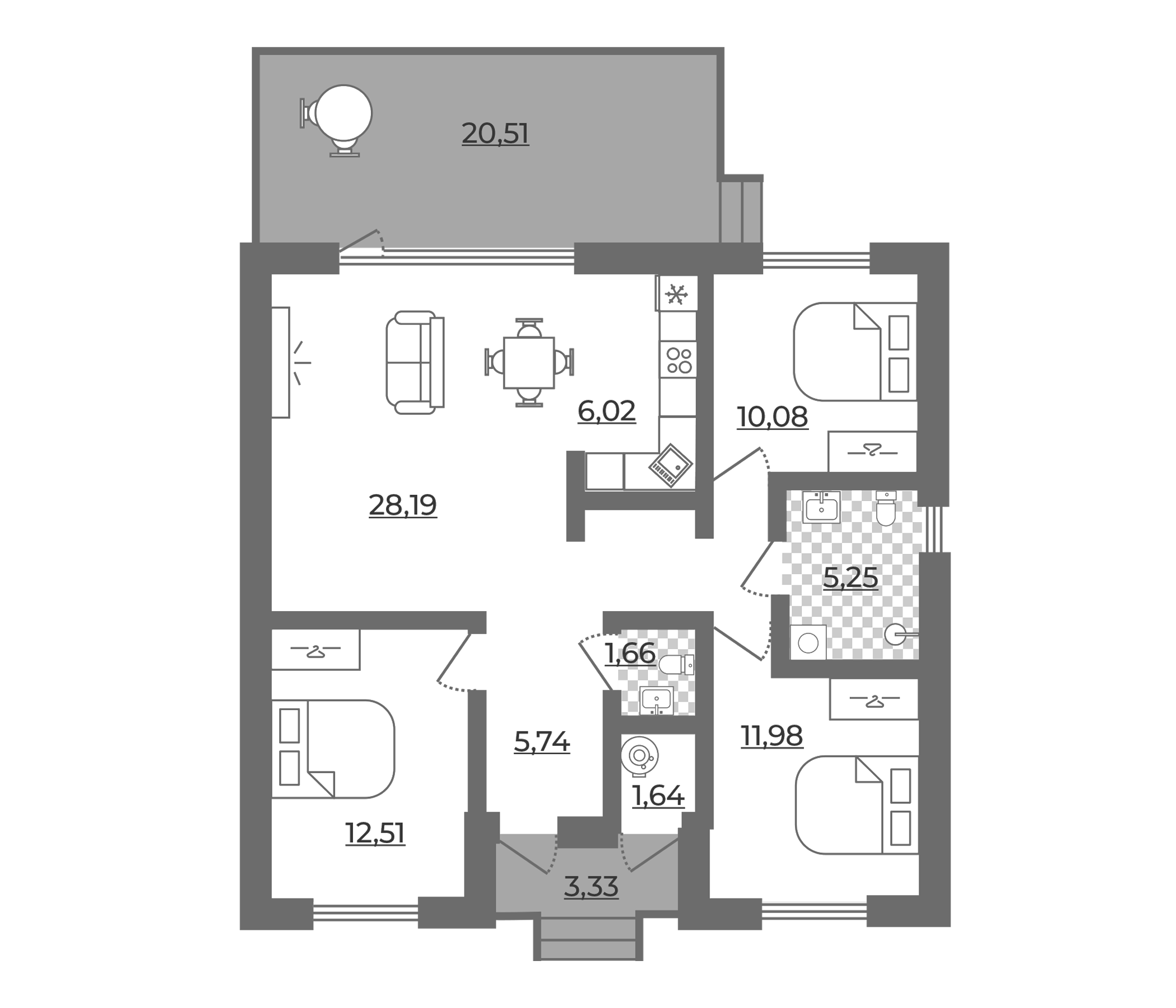 Планировка 86.49 м²