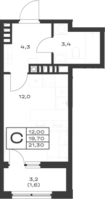 Планировка 19.7 м²
