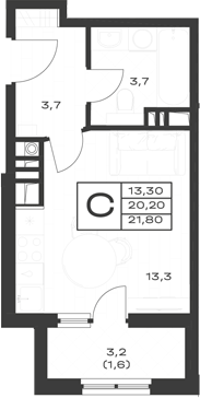 Студия · 20.2 м²