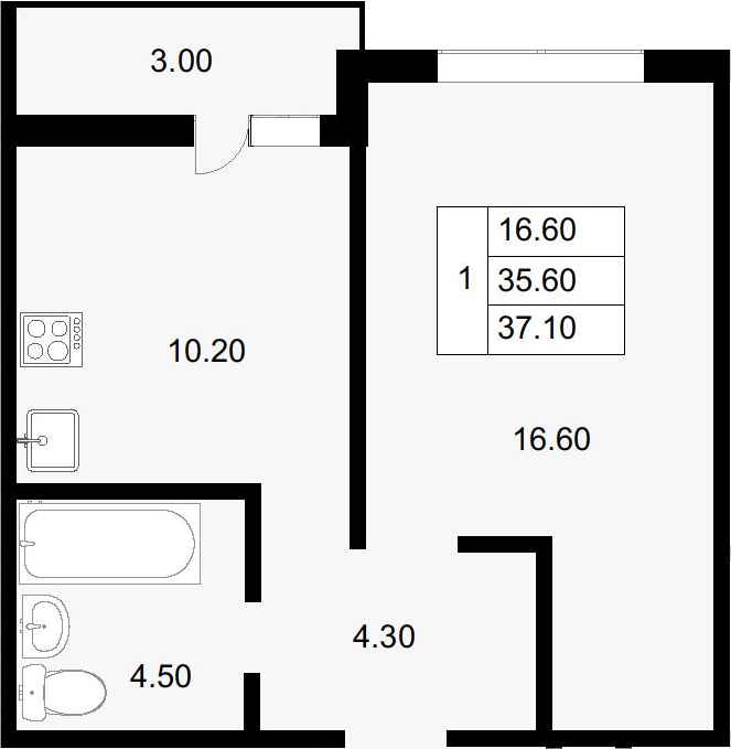 Планировка 35.6 м²