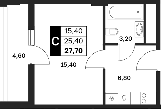 Планировка 25.4 м²
