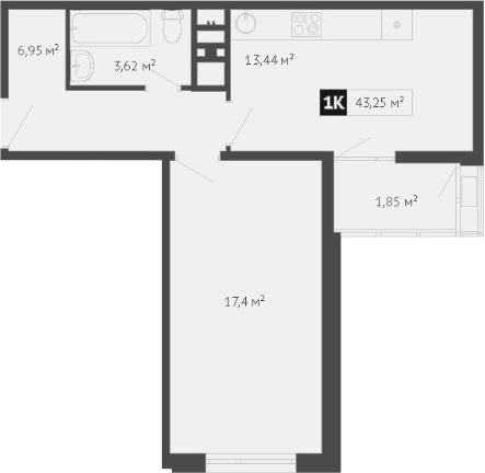 1-комн. · 41.41 м²