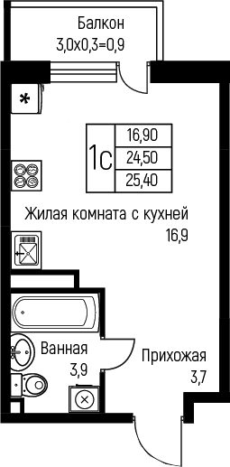 Планировка 24.5 м²