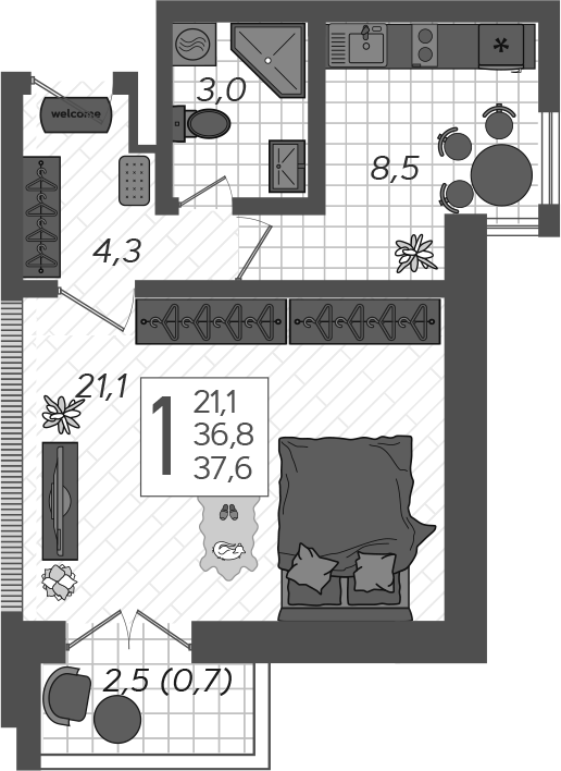 Продается 1-комн. квартира, 38 м²