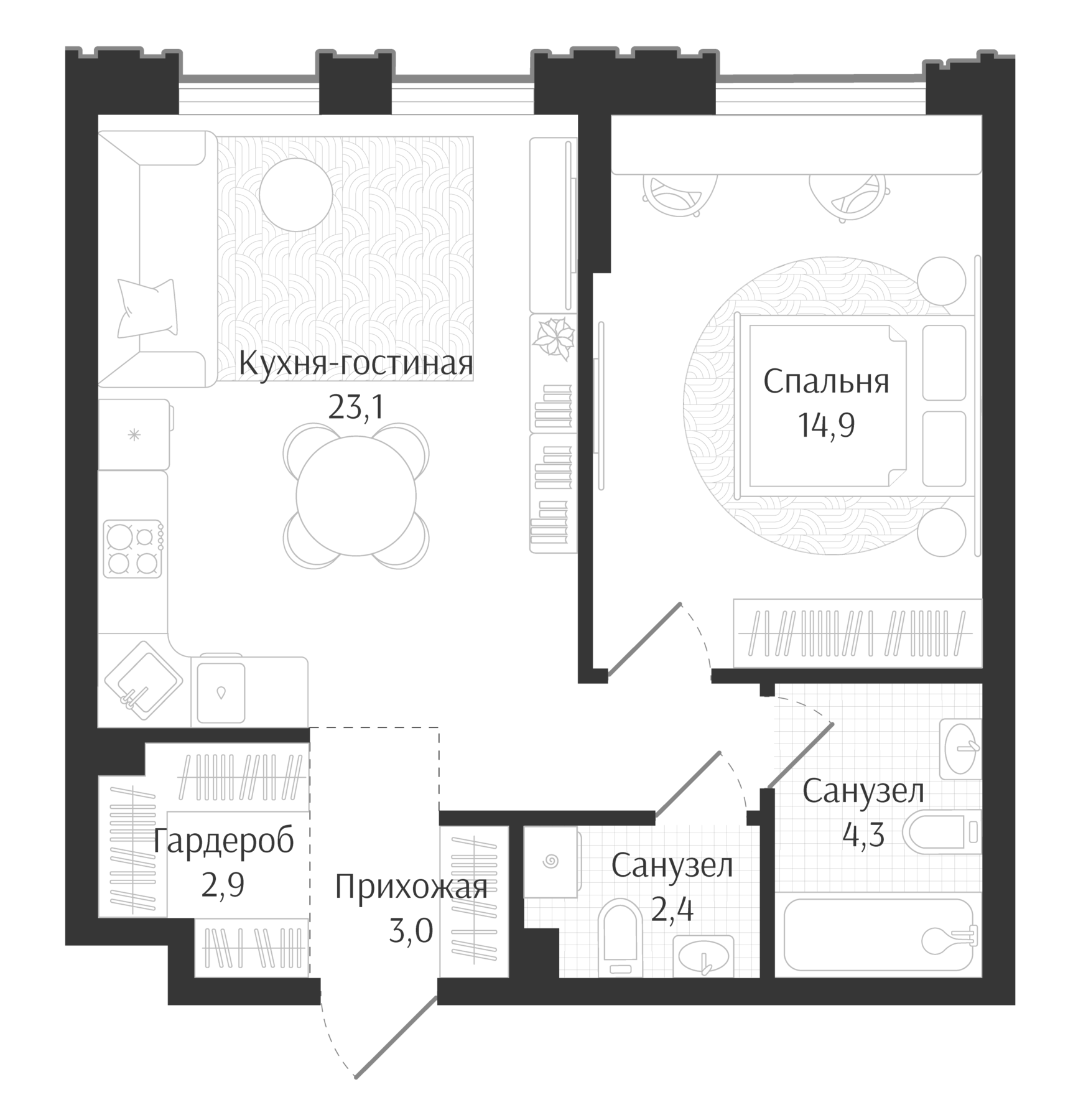 Планировка 50.6 м²