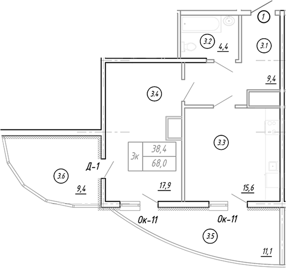 Планировка 50.1 м²