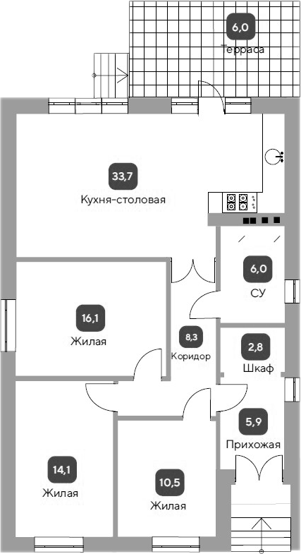 Планировка 97.4 м²