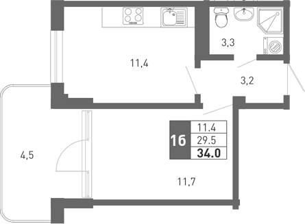 Планировка 27.65 м²