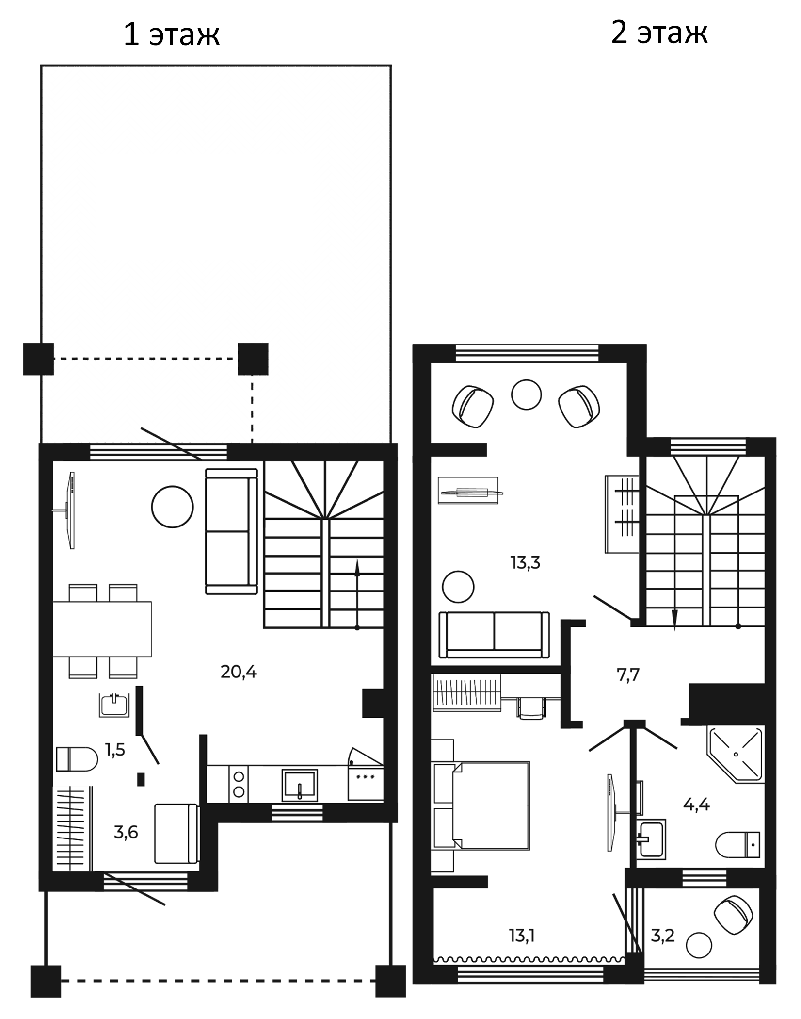 Планировка 64 м²