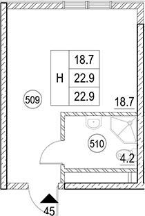 Студия · 22.9 м²