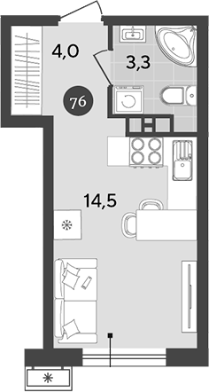 Планировка 21.8 м²