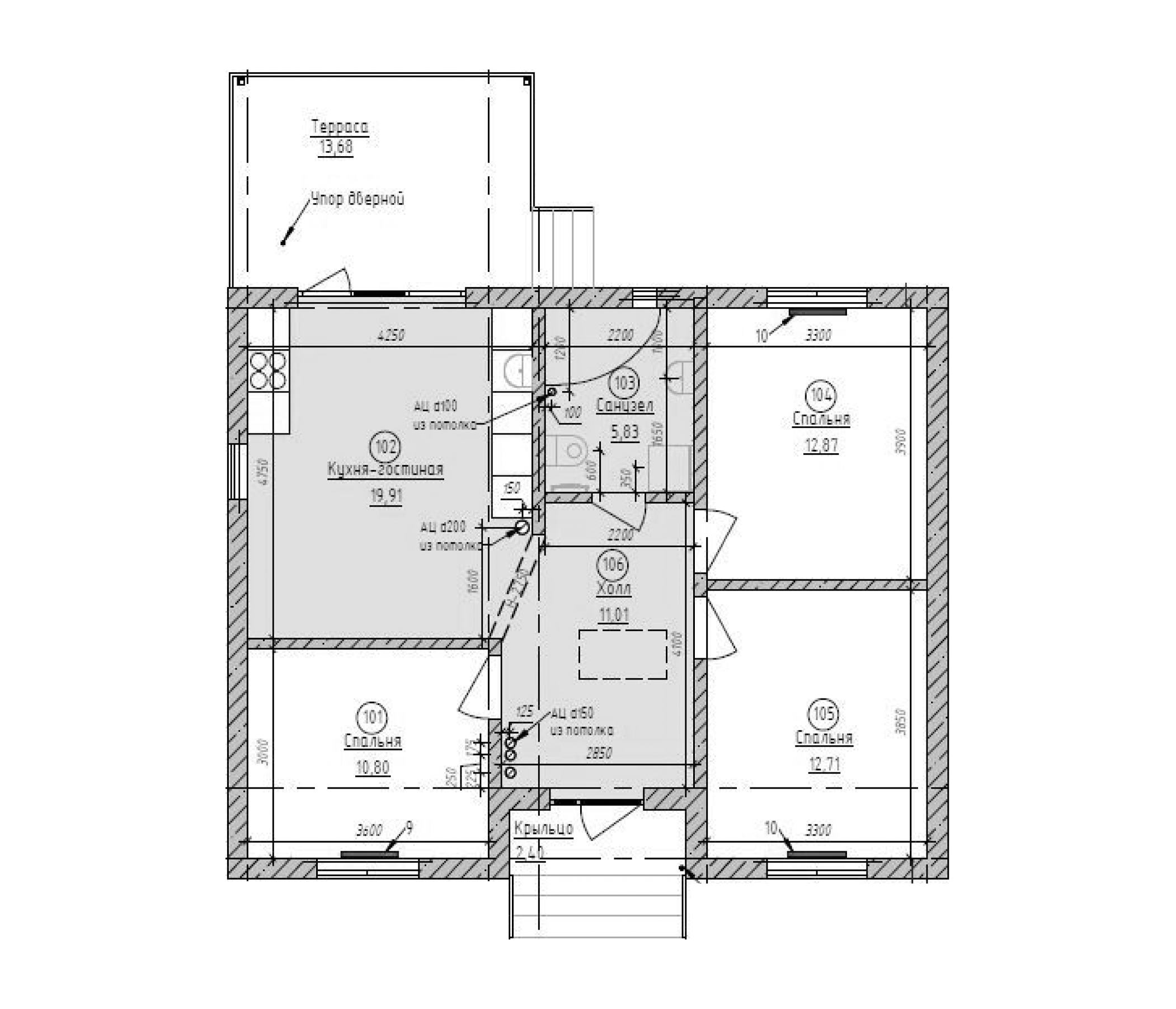 Планировка 76.32 м²