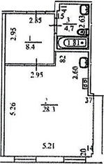 Планировка 41.4 м²