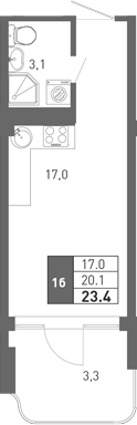 Планировка 19.15 м²