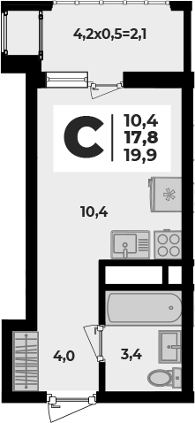 Планировка 17.8 м²