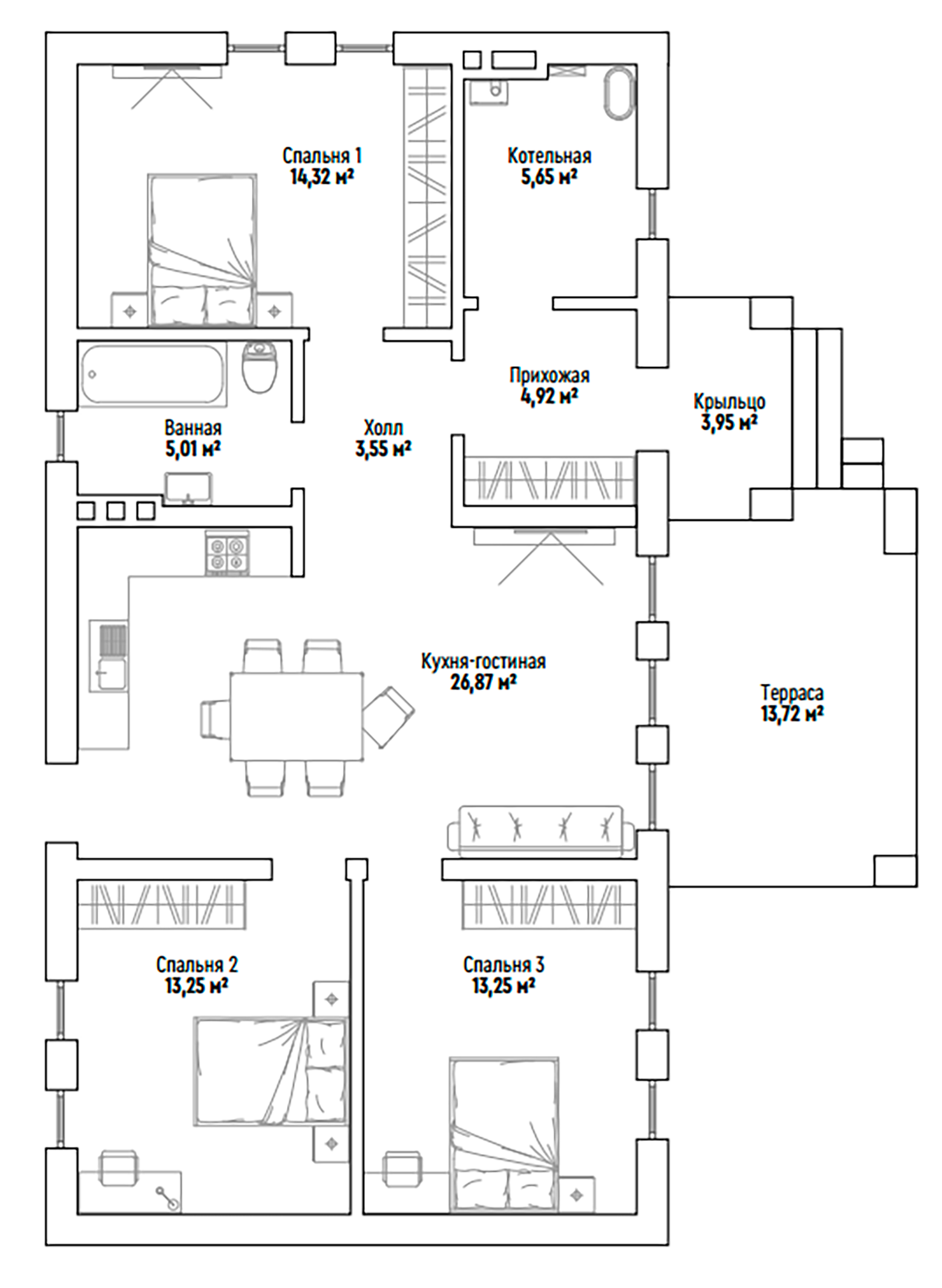 Планировка 90.48 м²