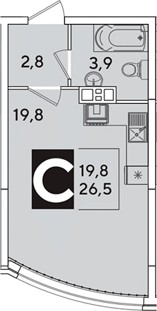 Студия · 26.5 м²