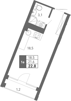 Планировка 21.4 м²
