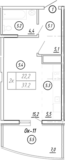 Студия · 33.5 м²