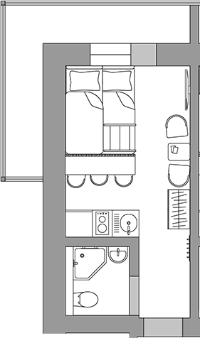 Планировка 22.6 м²