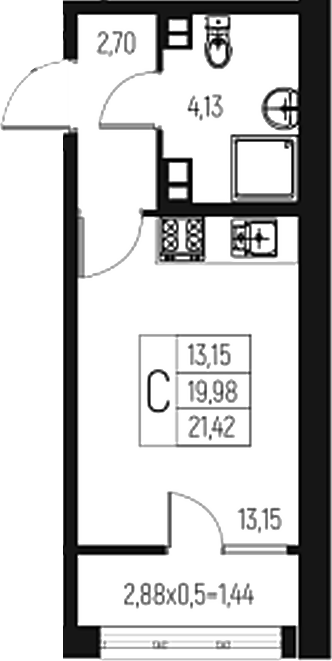Планировка 19.98 м²
