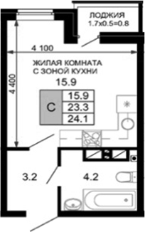 Планировка 23.3 м²