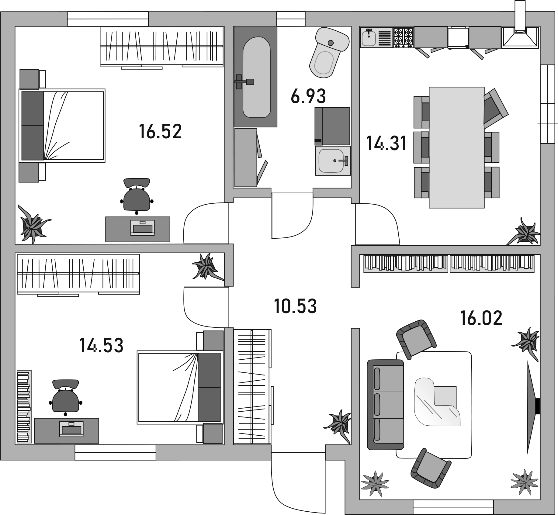 Планировка 134 м²